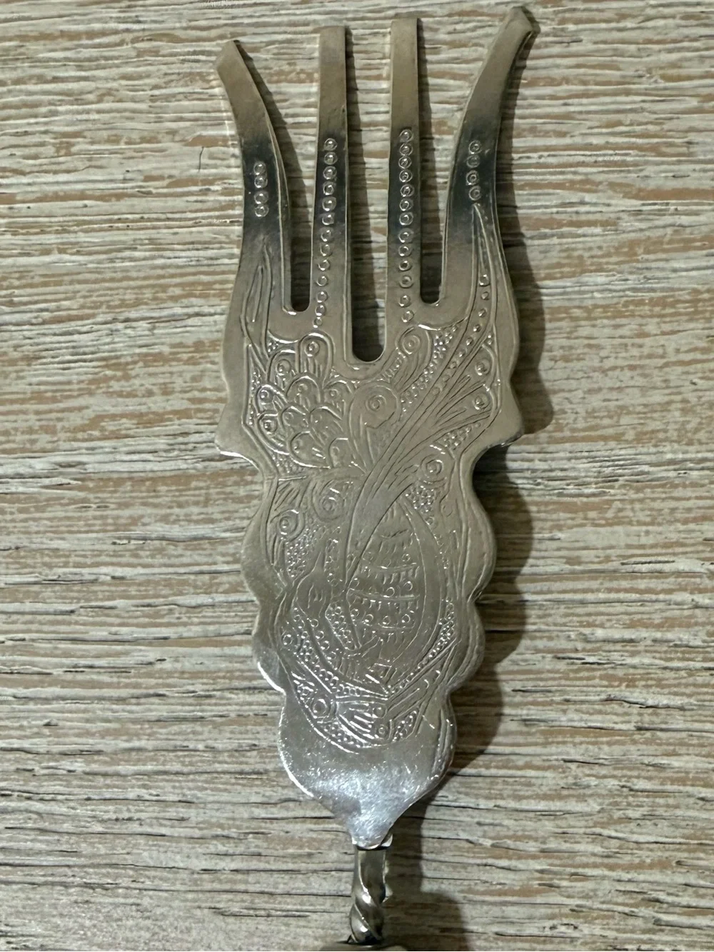 Wood-Handled Silver Serving Fork